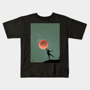 Galaxy and Moon Oneness Green Graphic Kids T-Shirt